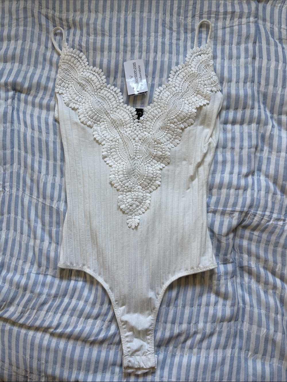 Windsor Lace-Trim Ribbed Bodysuit NWT